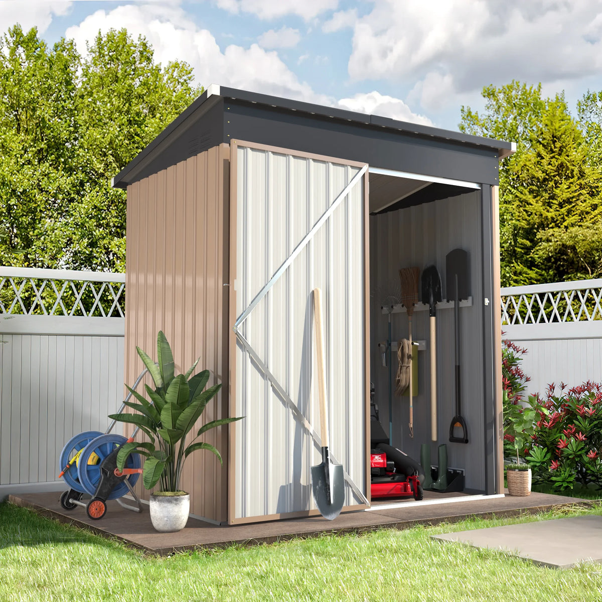 5 x 3 ft. Metal Steel Storage Shed with Sliding Roof & Lockable Door P788