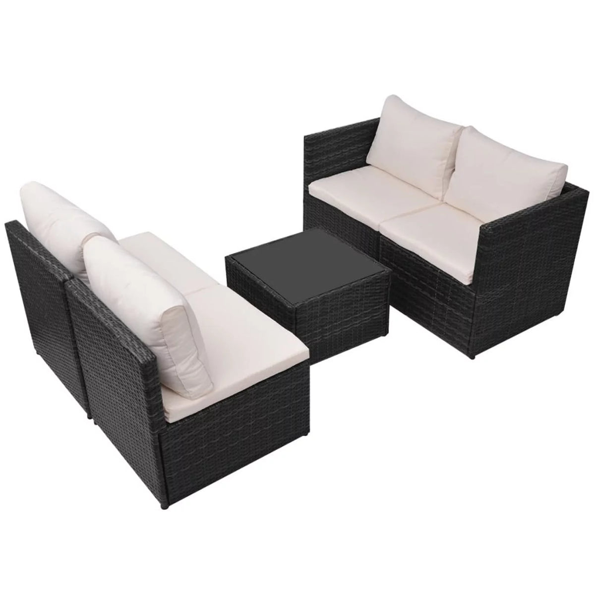 Black Poly Rattan 5 Piece Patio Set L9313