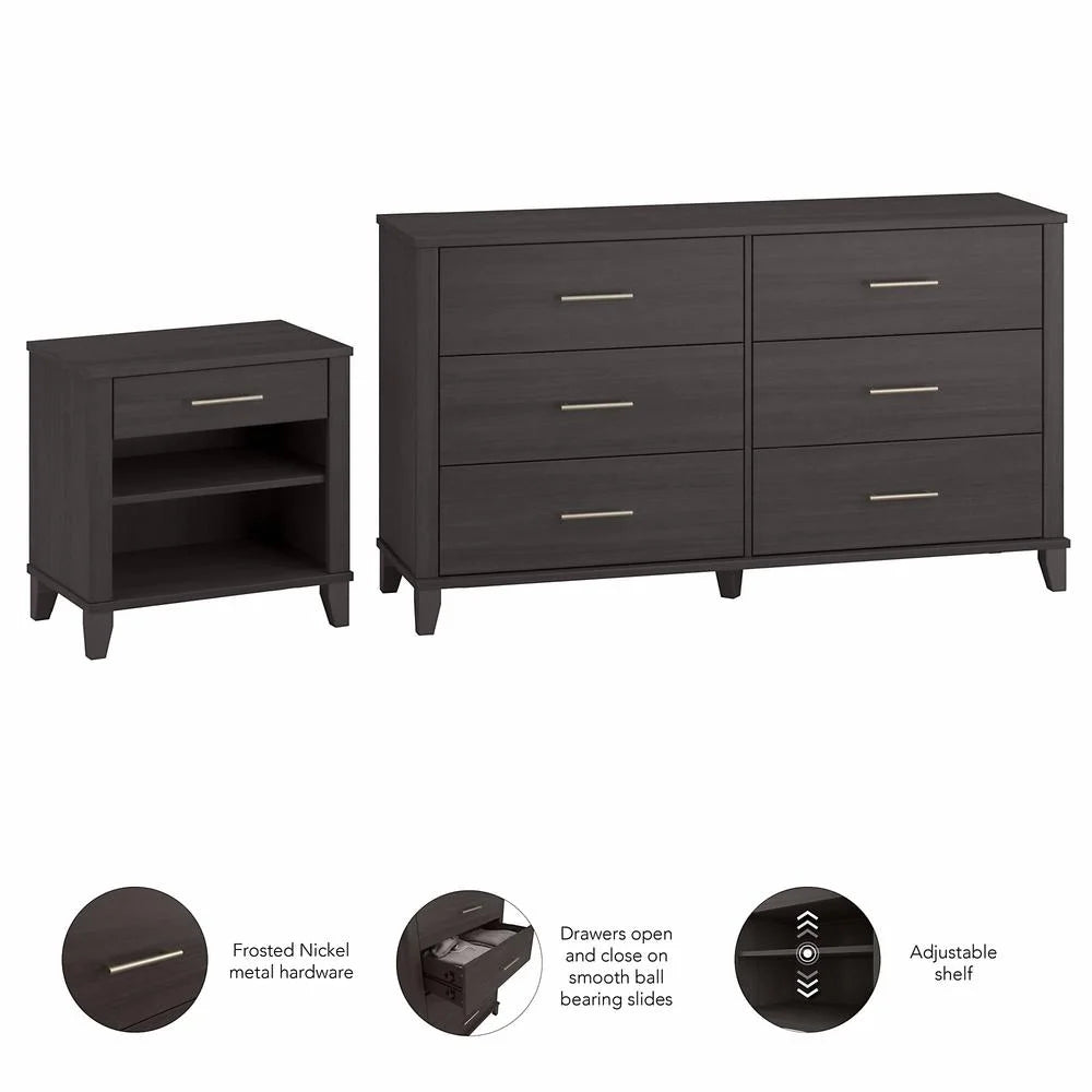 6 Drawer Dresser and Nightstand Set Storm Gray Engineered Wood Y56160