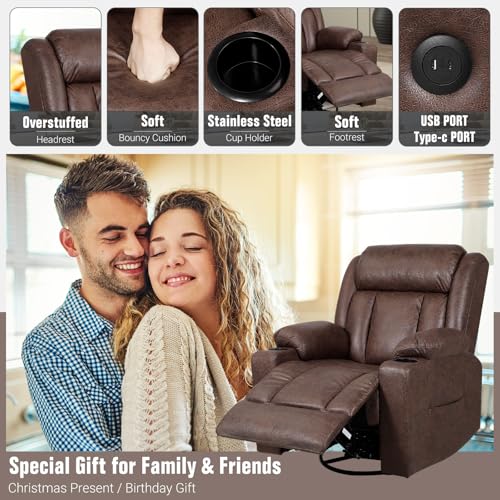 Brown Massage Rocking Recliner Chair with Heat and USB K689620