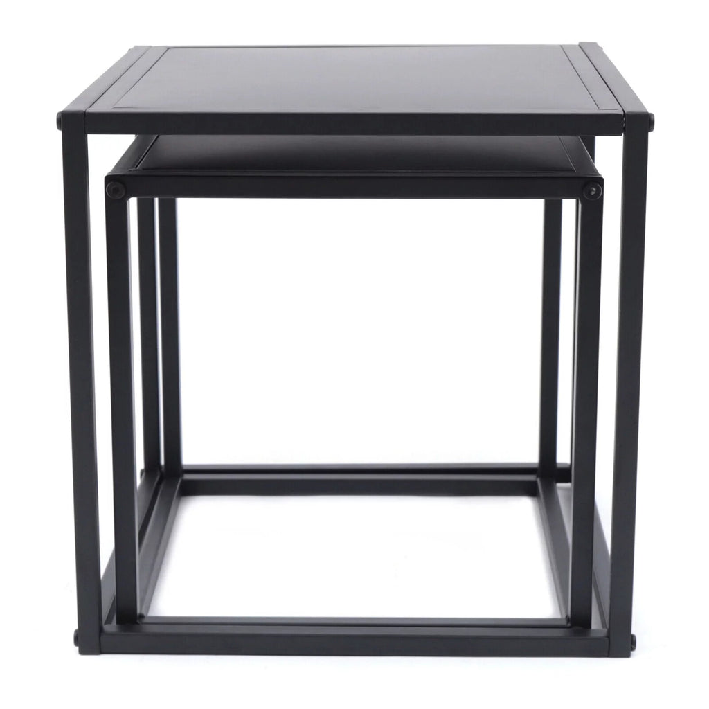 Square Coffee Table End Table Metal Side Table Matt Black M28629