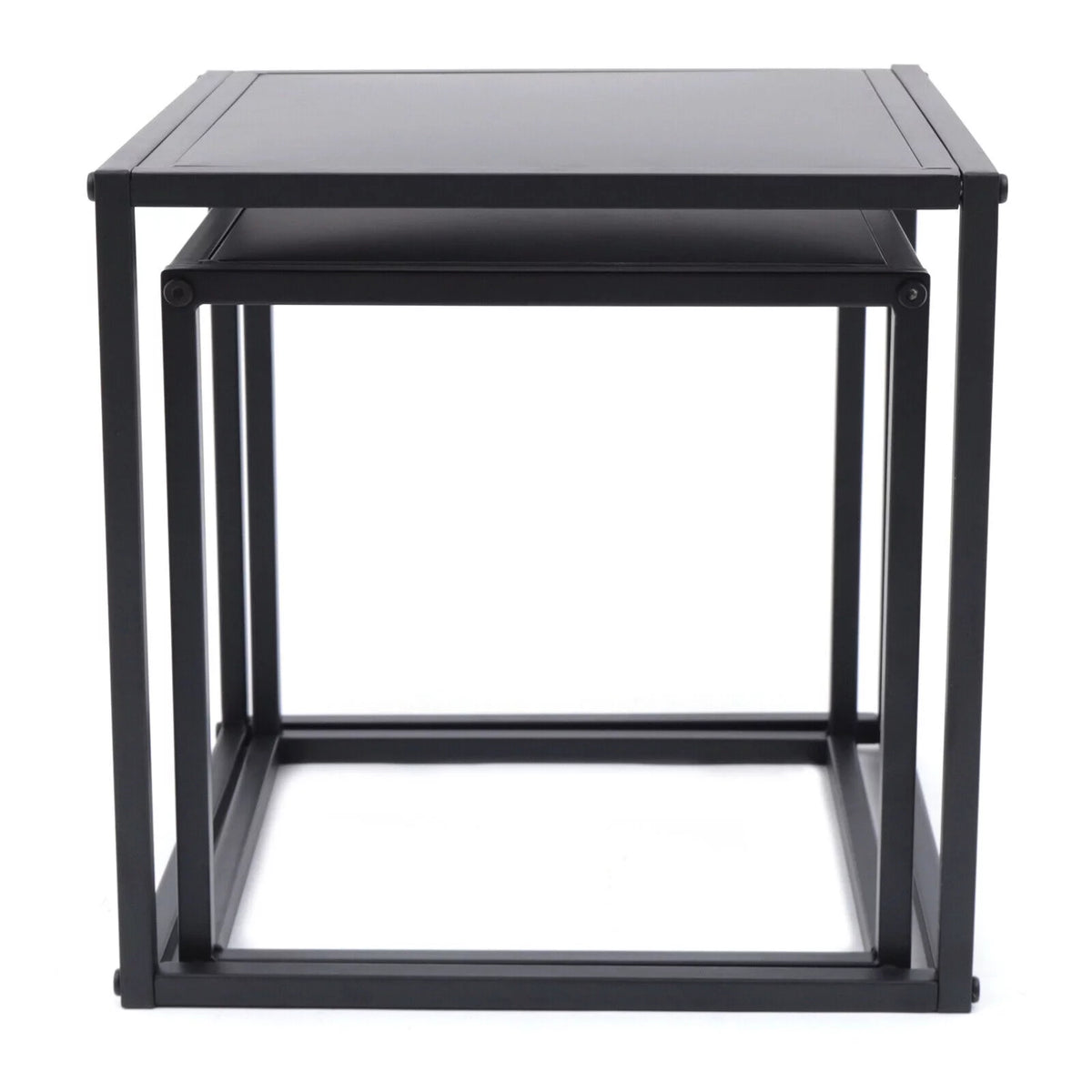 Square Coffee Table End Table Metal Side Table Matt Black M28629