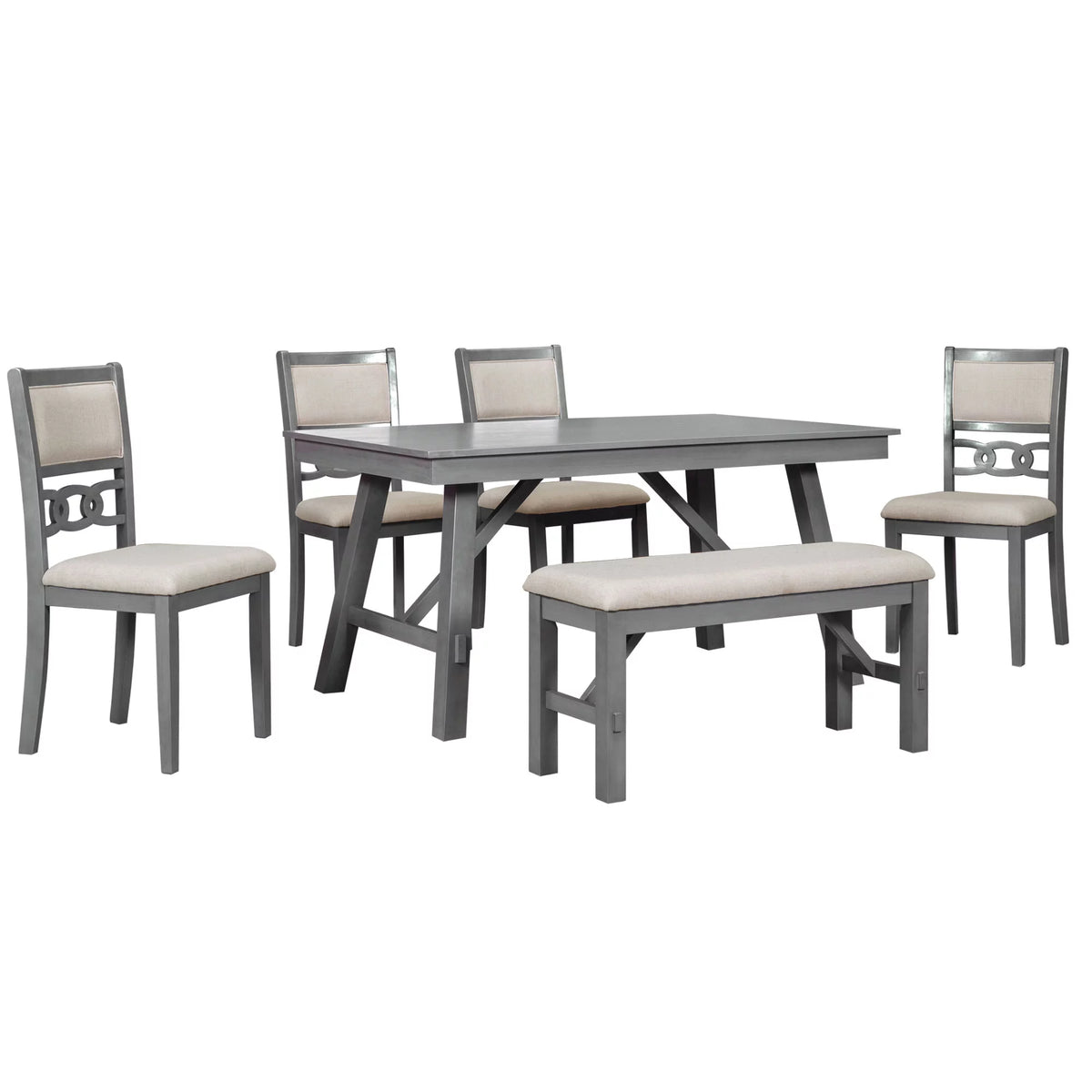 Brown 5 Piece Round Extendable Wood Dining Table Set with 4 Upholstered Chairs L4097