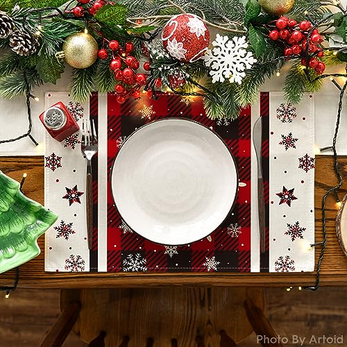 Buffalo Plaid Snowflakes Winter Placemats Set of 4 W985