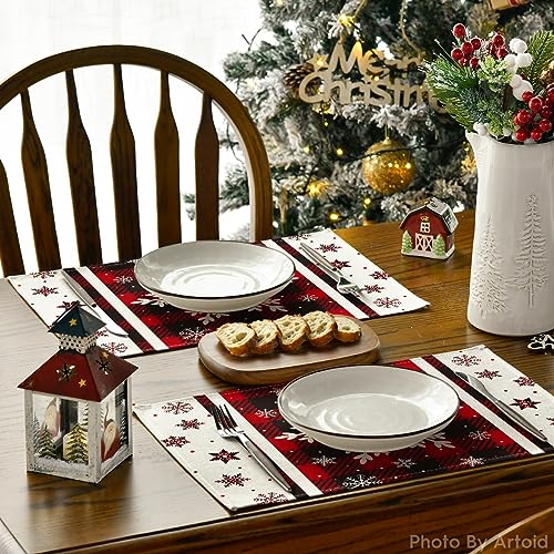 Buffalo Plaid Snowflakes Winter Placemats Set of 4 W985