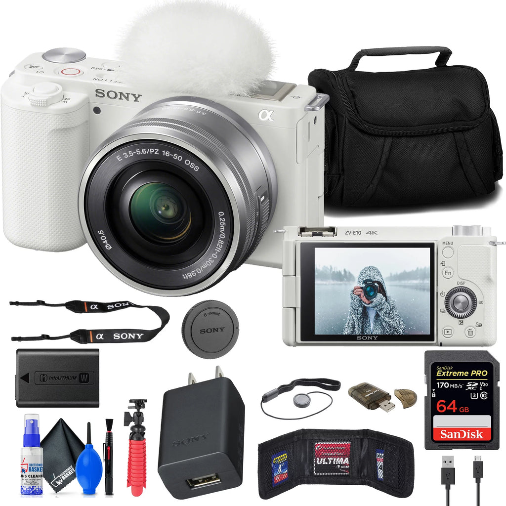 White Mirrorless Camera with 16-50mm Lens I7292