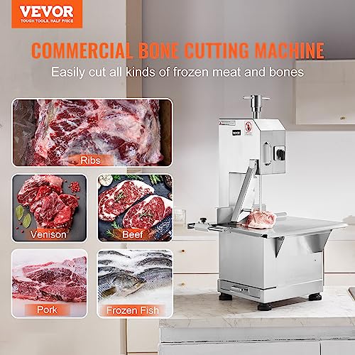 1500W Stainless Steel Countertop Meat Bandsaw with 6 Blades O219481
