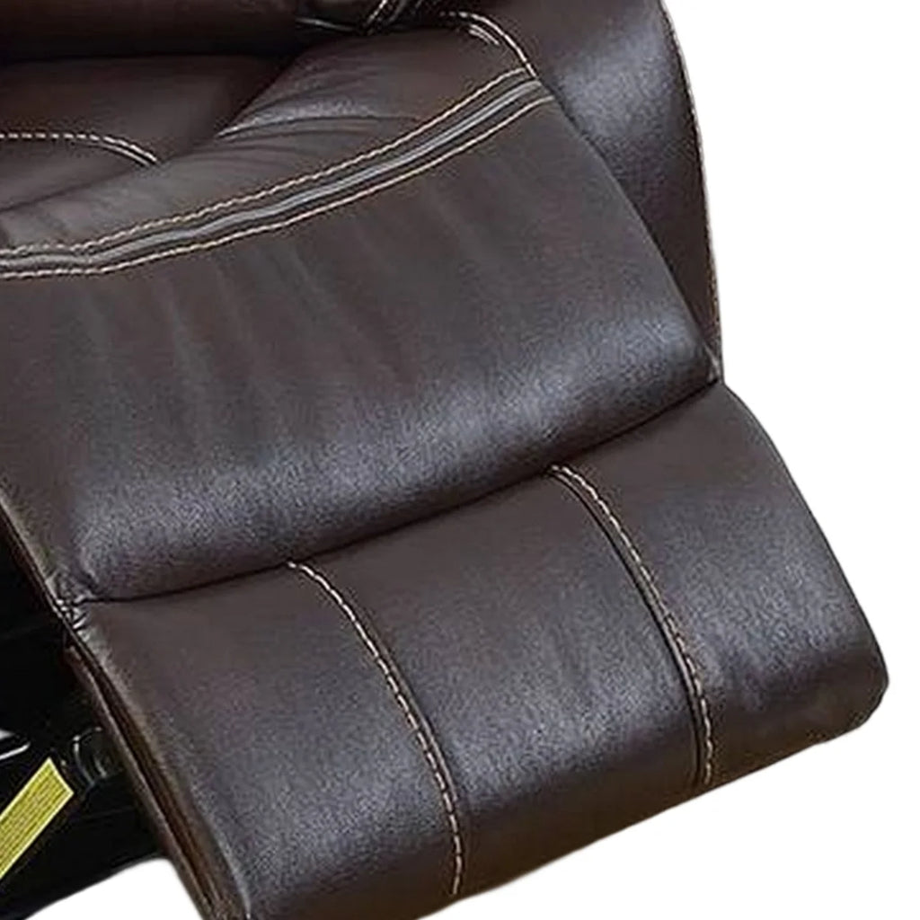 Brown Gel Faux Leather Power Recliner with USB Charging Port A7498