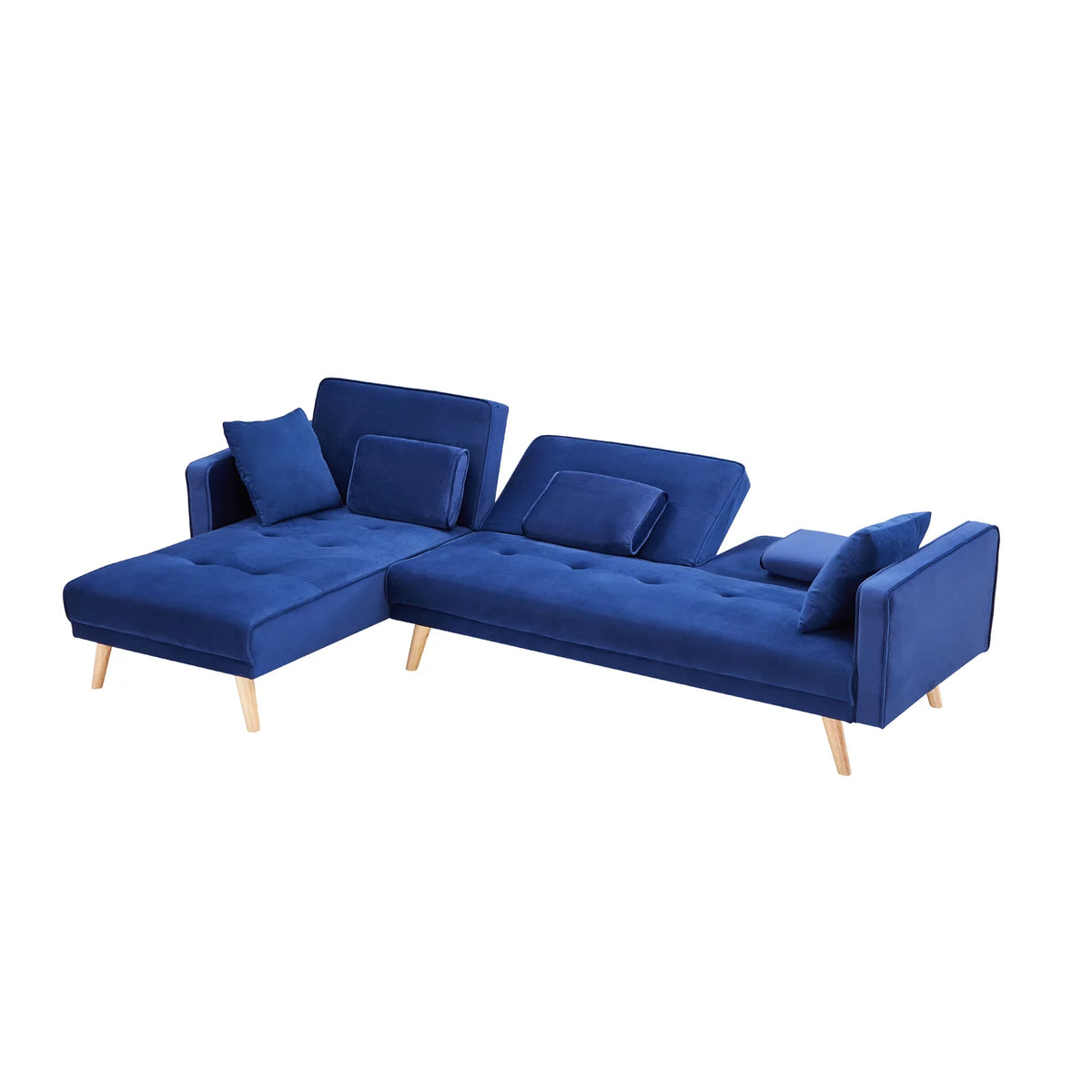 Velvet L-Shaped Sectional Sofa Bed with Chaise G2585