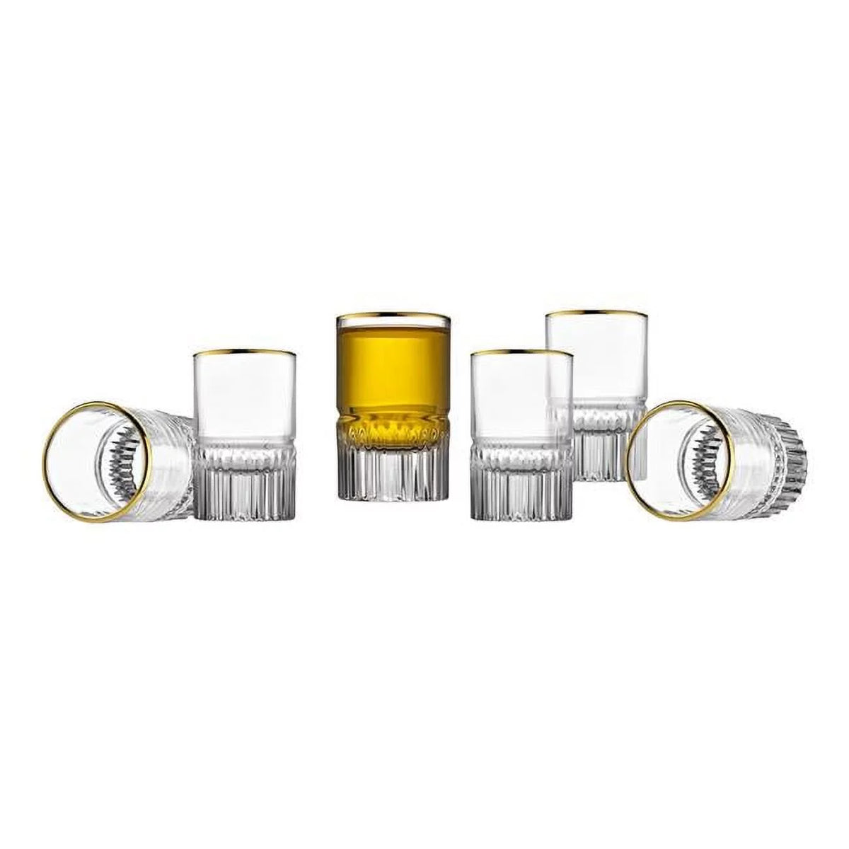 Set of 6 Shot Glasses with Gold Rim T8919
