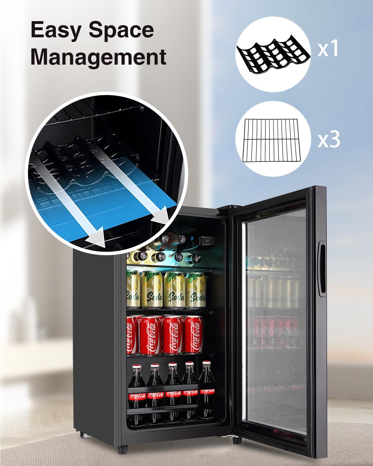 120 Can Freestanding Beverage Cooler with Glass Door G34841