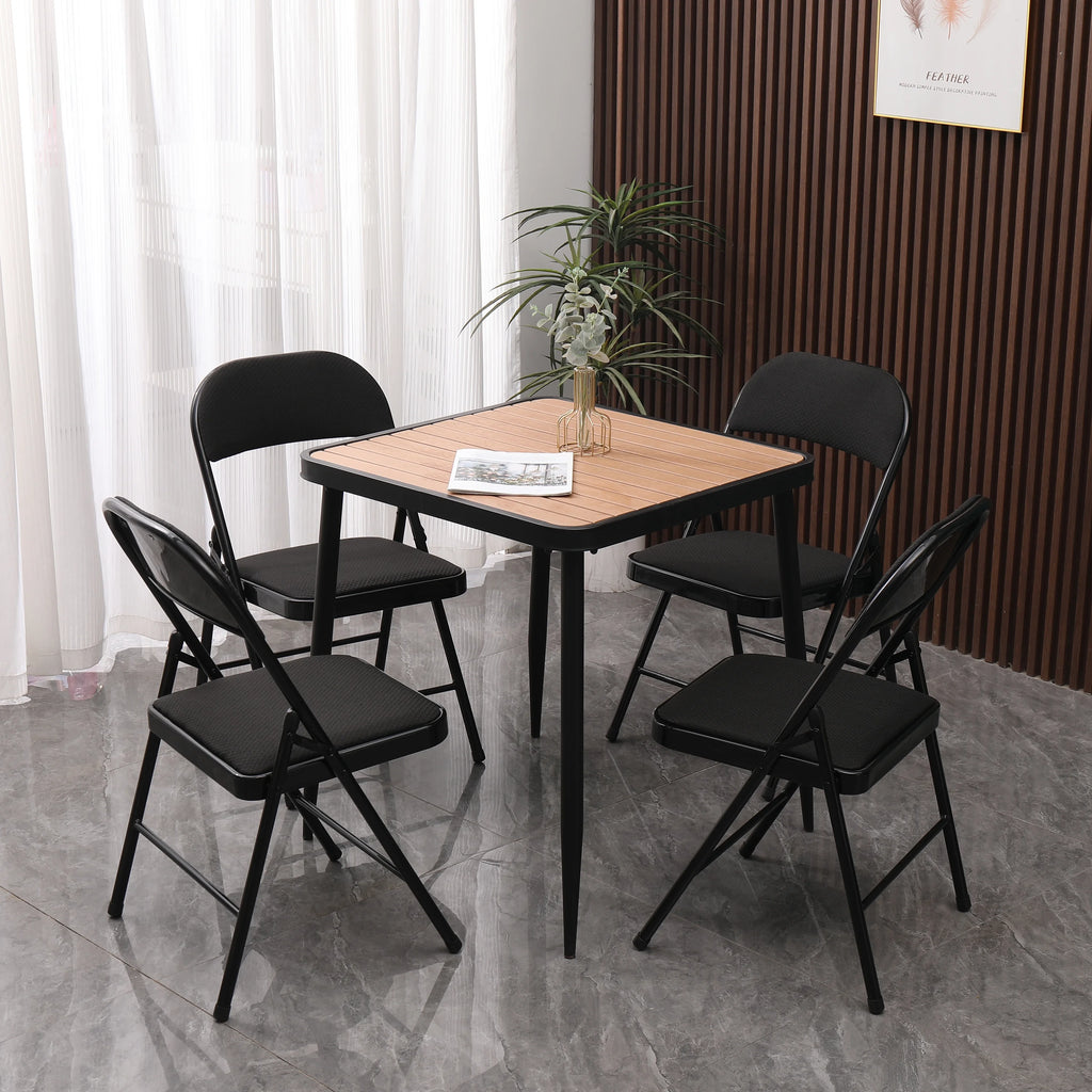 Black Padded Fabric Folding Chairs Set of 4 K140278