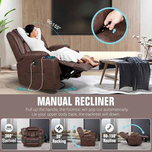 Brown Massage Rocking Recliner Chair with Heat and USB K689620