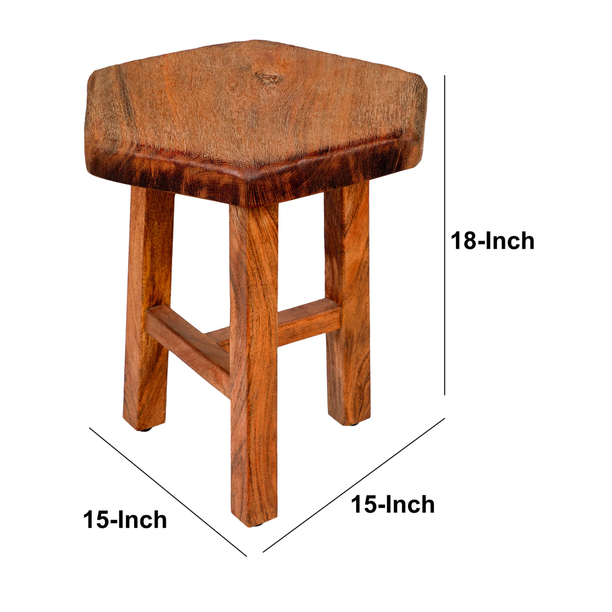 18 Inch Hexagon Acacia Wood Side Table with Live Edge Top W333