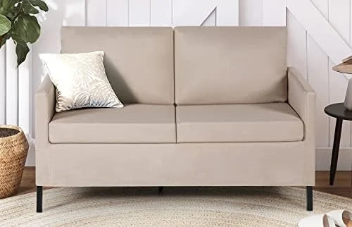 Fabric Modern Small Loveseat Sofa Couch 51" W Upholstered 2-Seater with Iron Legs R874893