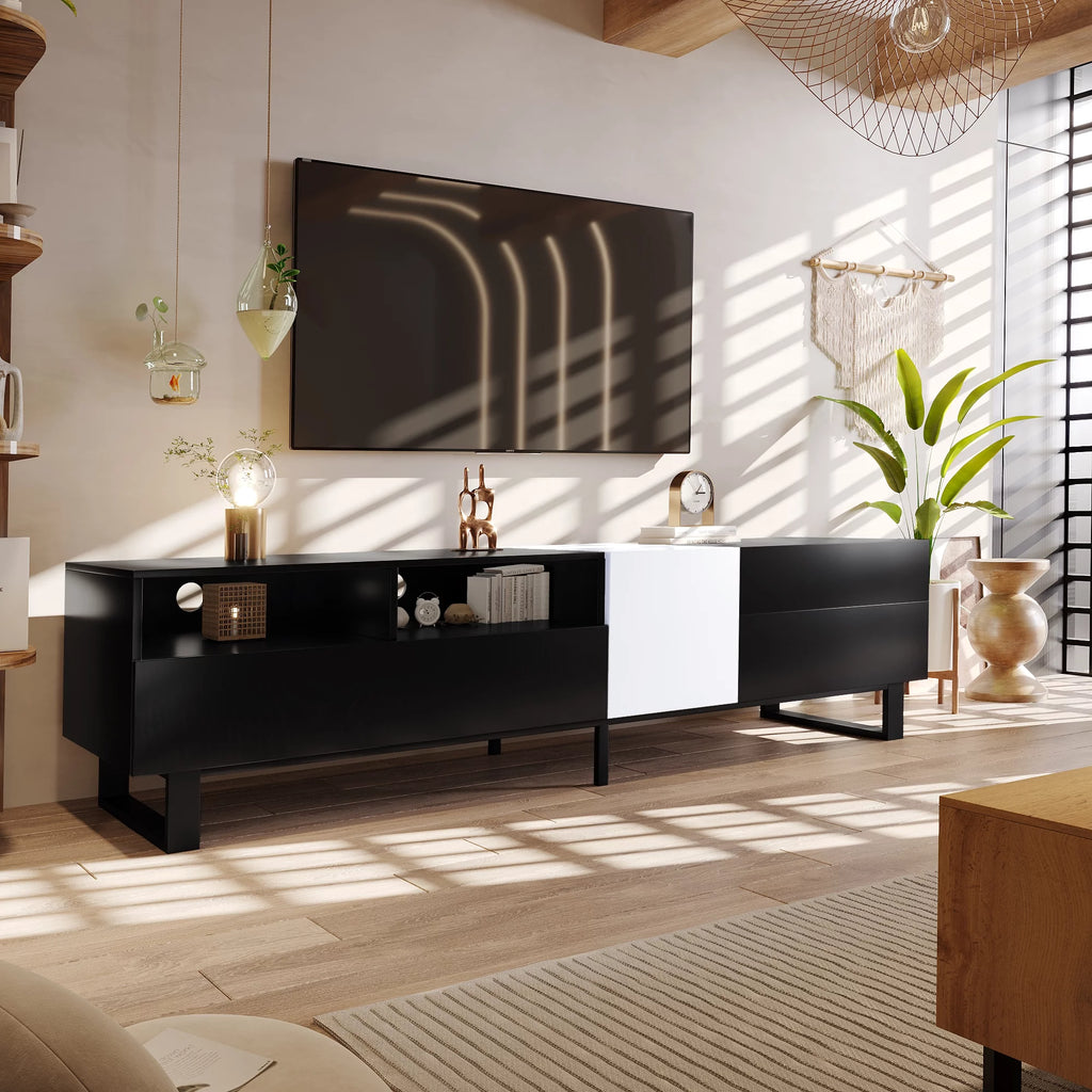 Black TV Stand with Double Storage Space T643