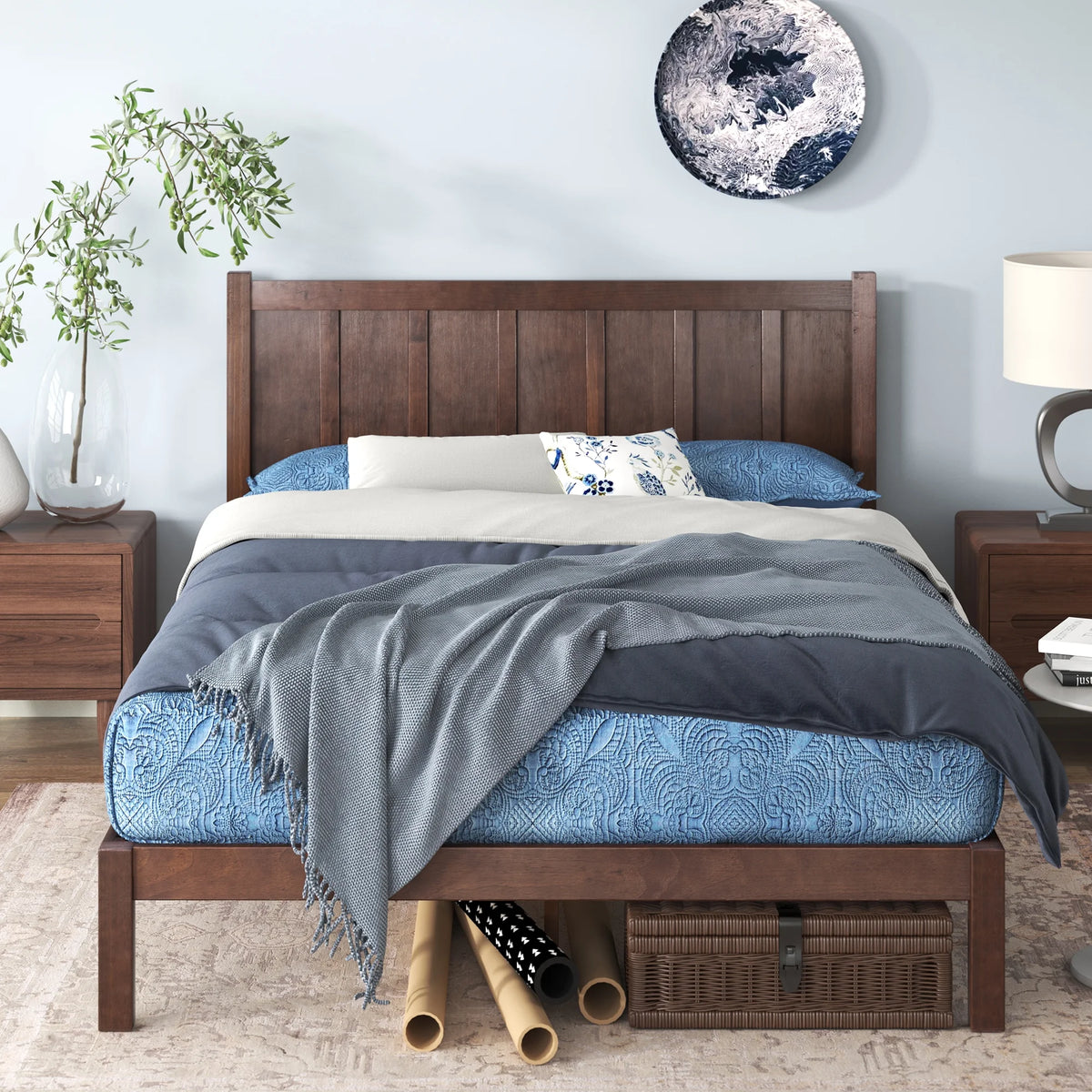 Full Acacia Wood Platform Bed Frame K830