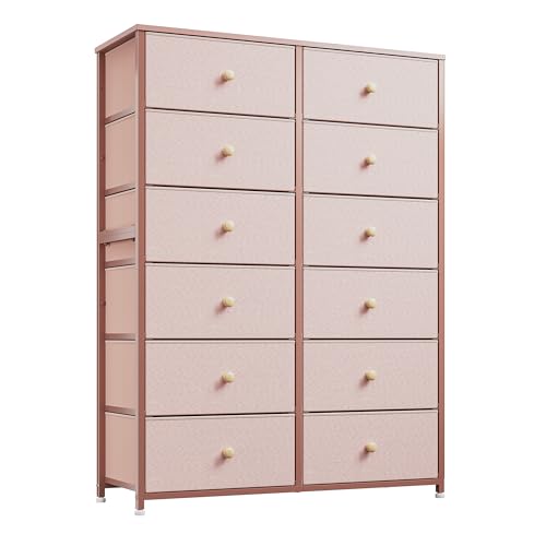 12 Drawer Tall Dresser with Wooden Tabletop O8549
