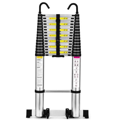 12.5 FT Aluminum Telescoping Ladder 330lbs A6998