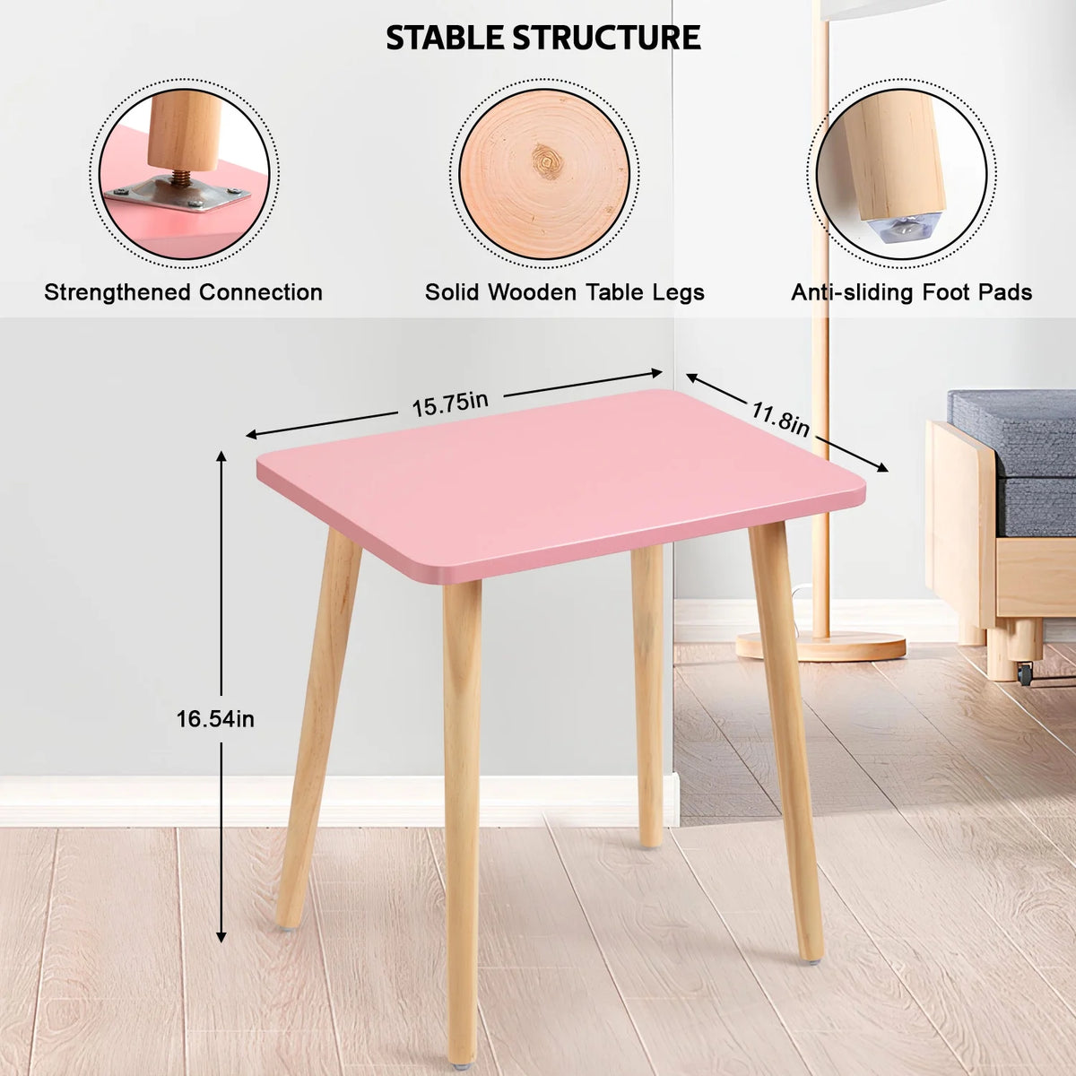Small Pink Wooden Side Table G7956