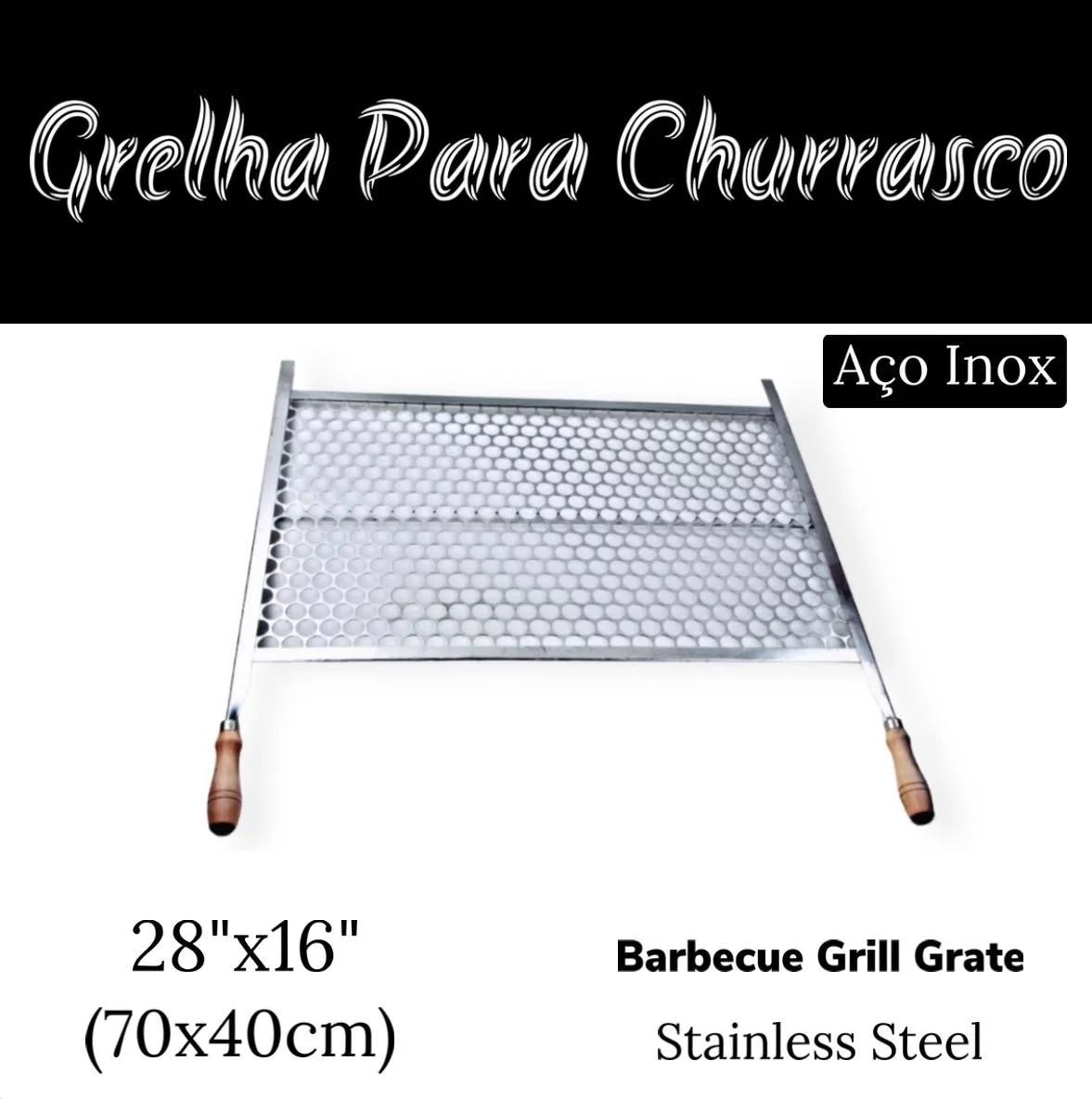 Stainless Steel Brazilian Barbecue Grill Grate 28'' x 16'' F48715