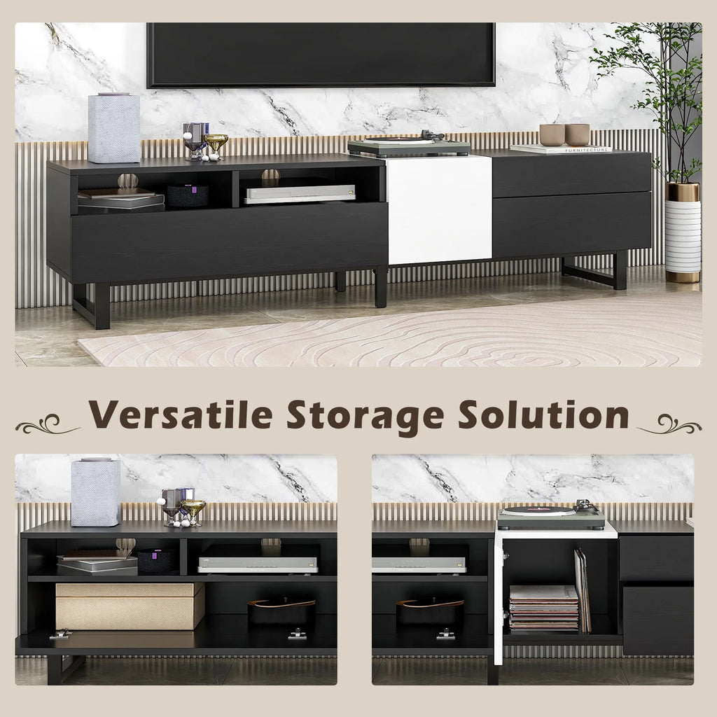 Black TV Stand with Double Storage Space T643