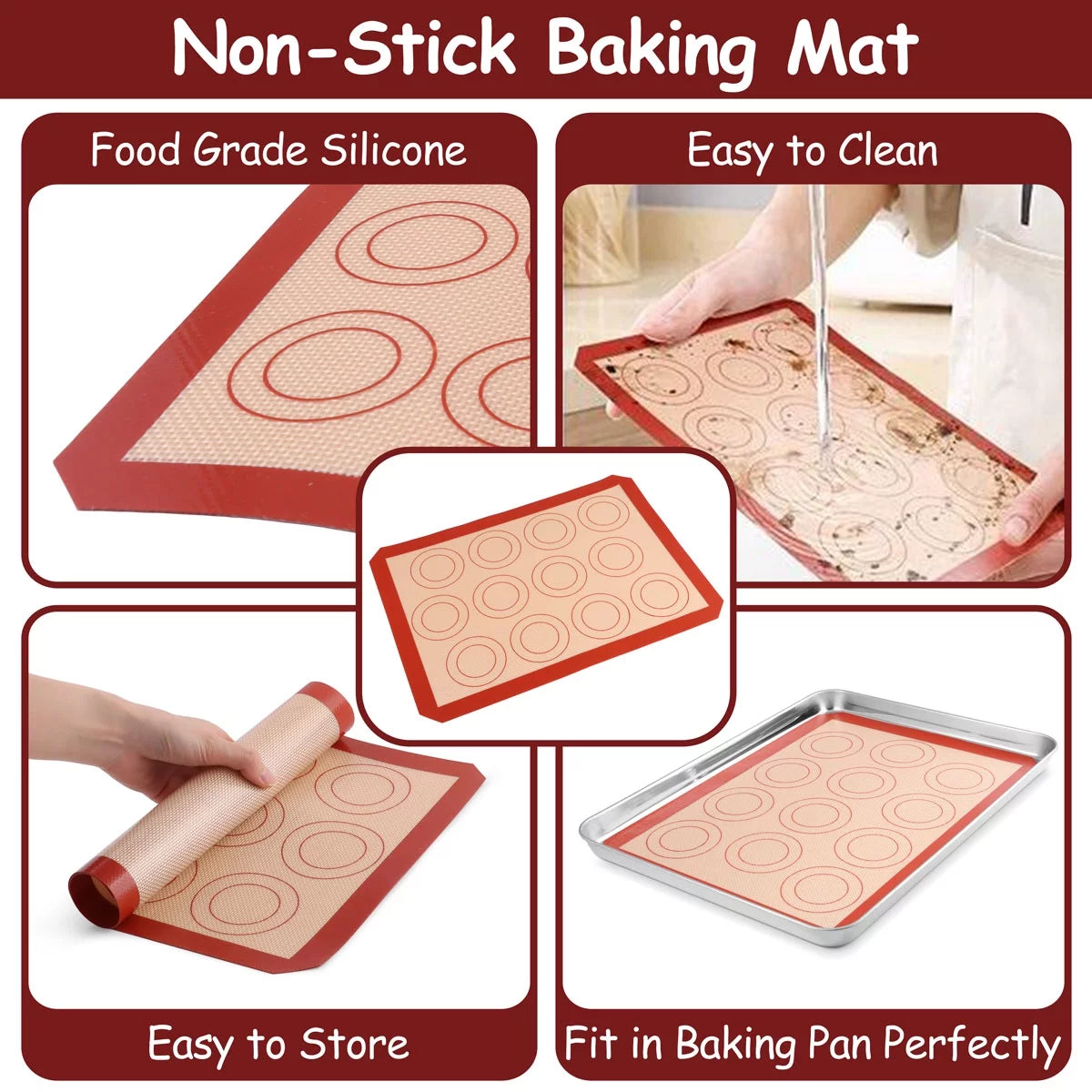 Stainless Steel Baking Sheet Tray Cooling Rack with Silicone Baking Mat Set of 9 K46688