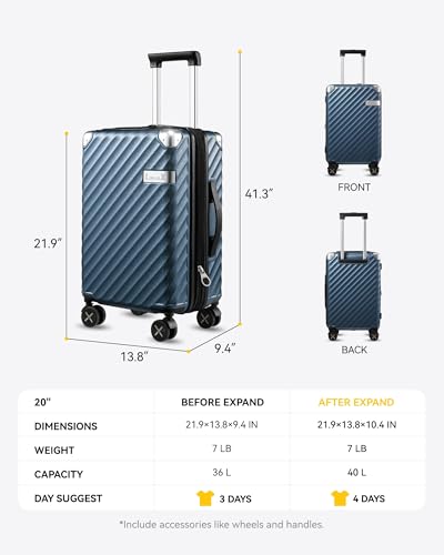 Polycarbonate Expandable Hard Shell Spinner Luggage Charcoal Metallic Z29247
