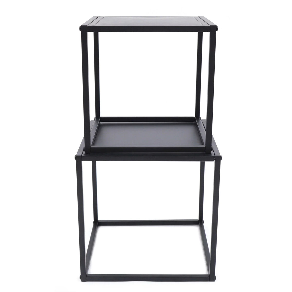 Square Coffee Table End Table Metal Side Table Matt Black M28629