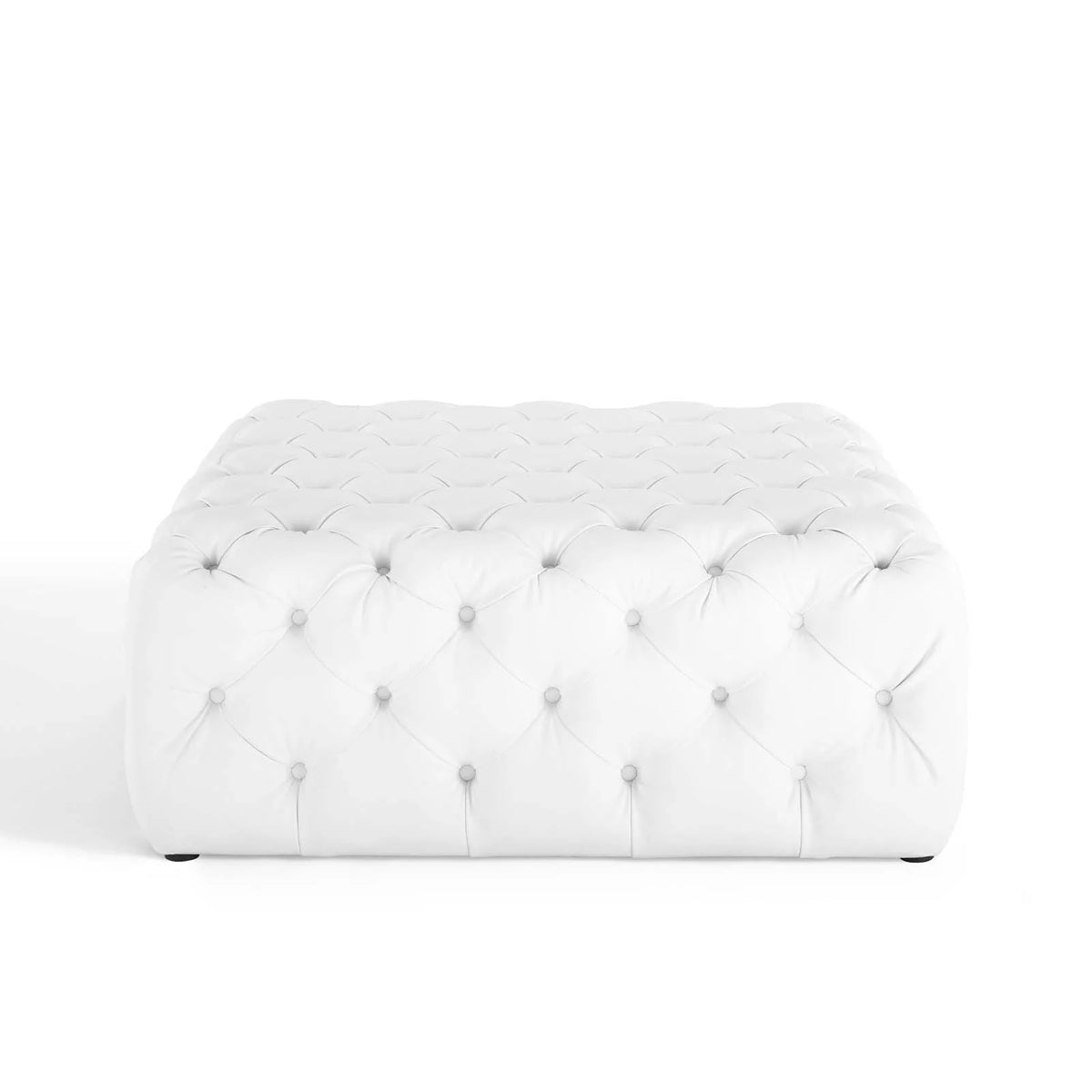 White Faux Leather Tufted Accent Chair Ottoman H60410