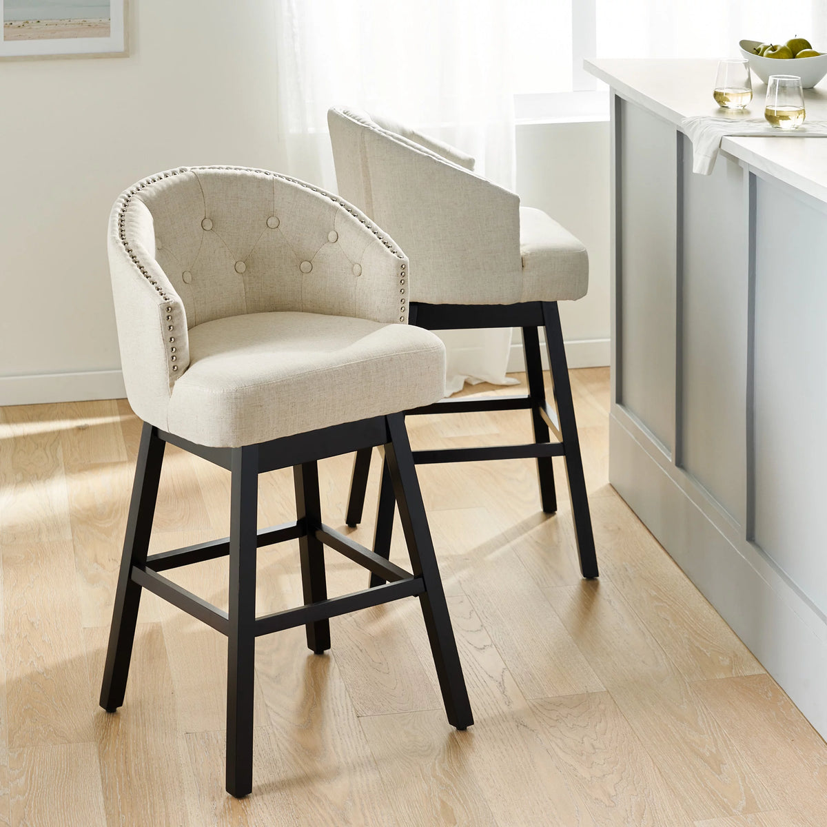 Beige Bar Stool Set of 2 V897012