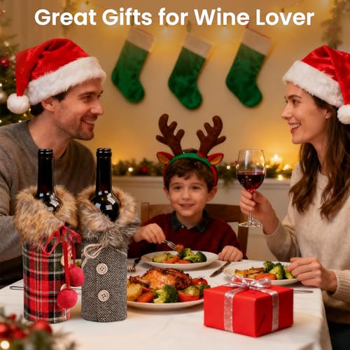 4 Pieces Christmas Wine Bottle Cover Set E466227