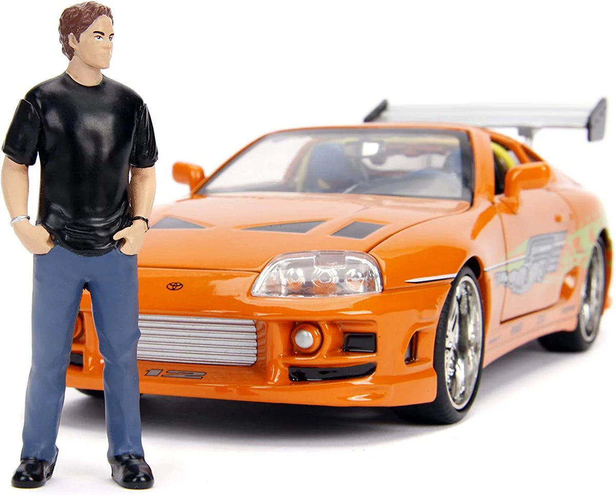 1:24 Scale Orange Toyota Supra Diecast Car with Figure K36653