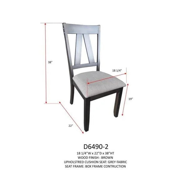 Brown Wood Dining Side Chairs Set of 2 N4468