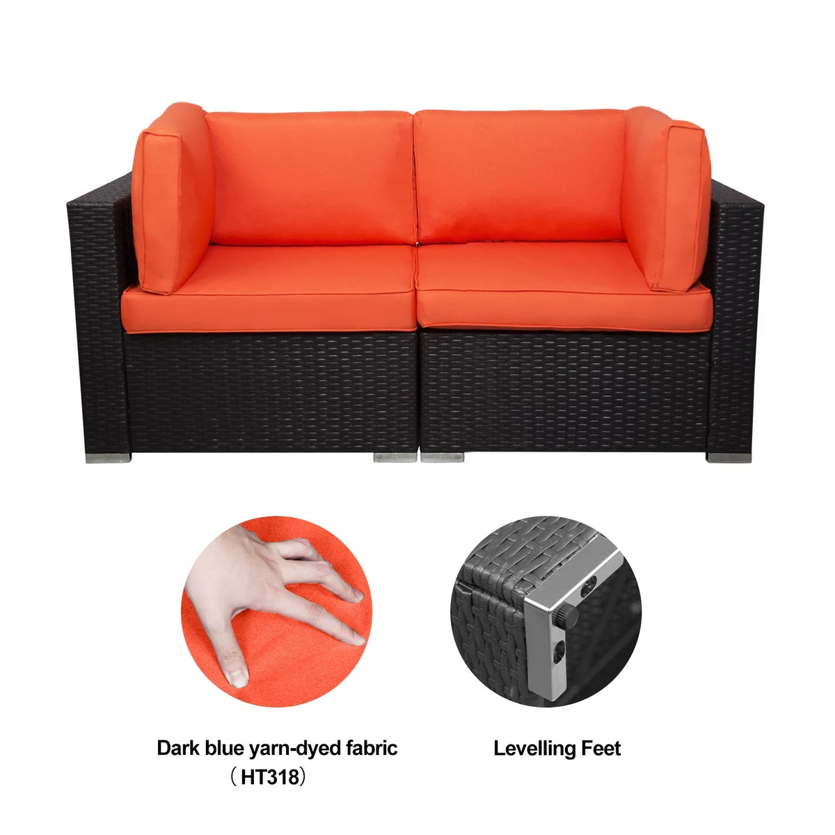 Orange 2 Piece Wicker Rattan Outdoor Sofa Set G7265