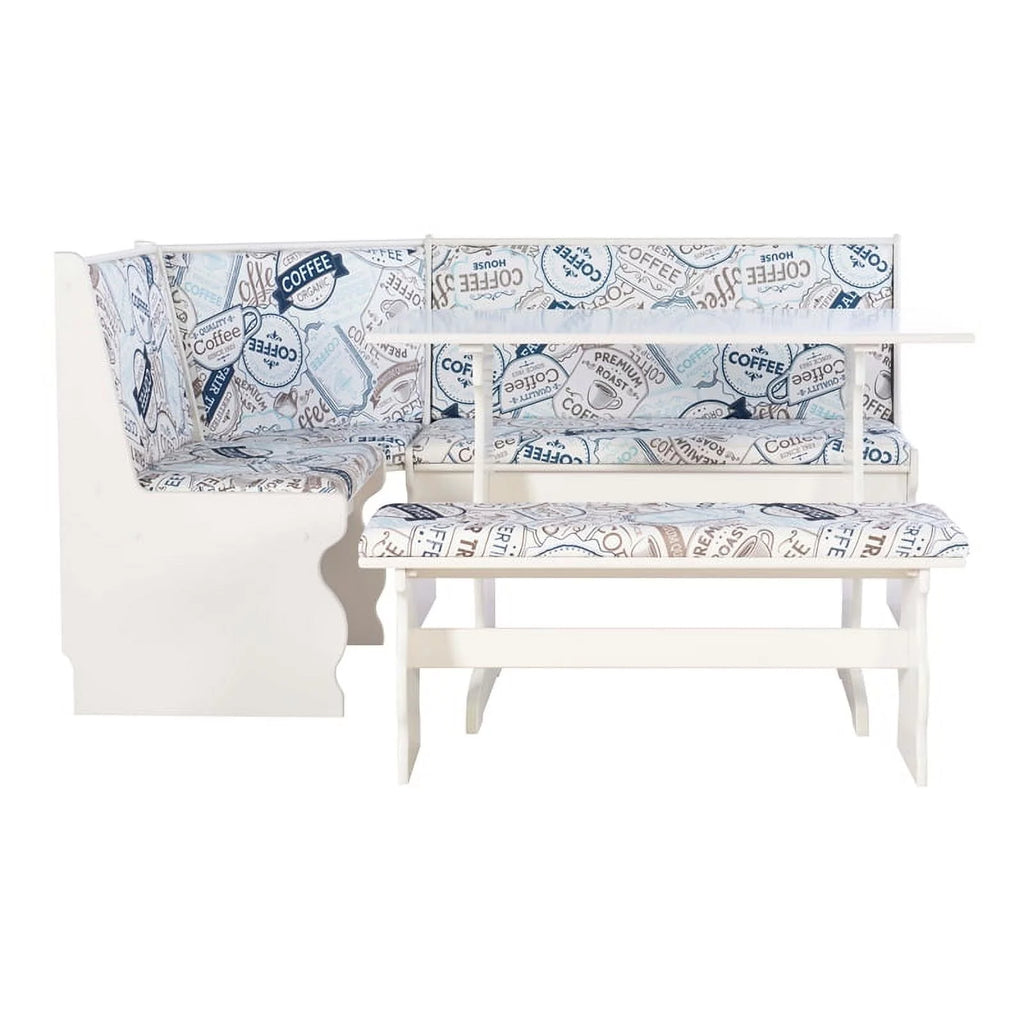 White Wood Corner Dining Set C1175