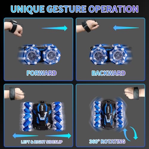 Gesture Sensing RC Stunt Car 4WD Drift 360° Flips with Lights & Music S537
