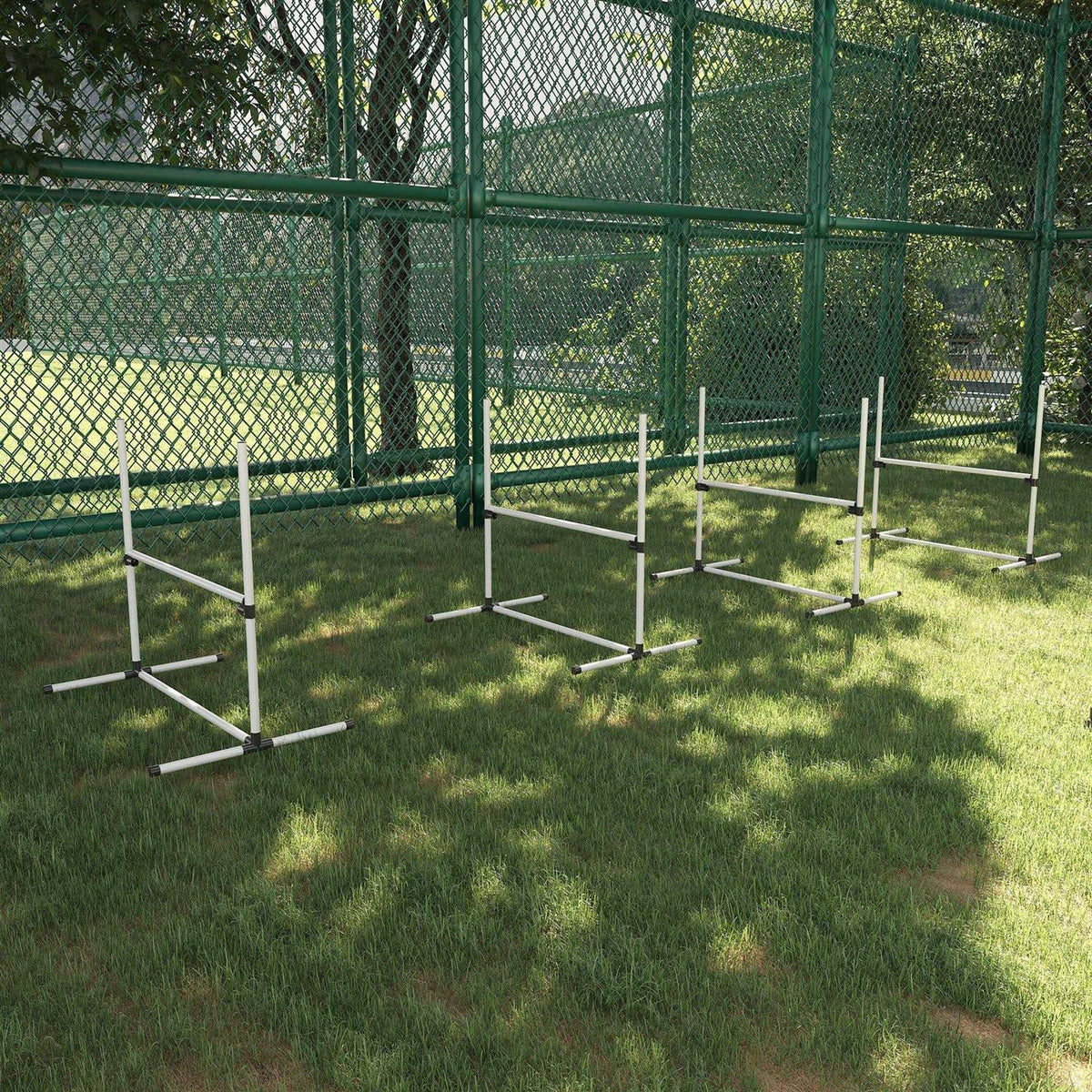 4 Piece Dog Agility Equipment with Adjustable Height Jump Bars I48264