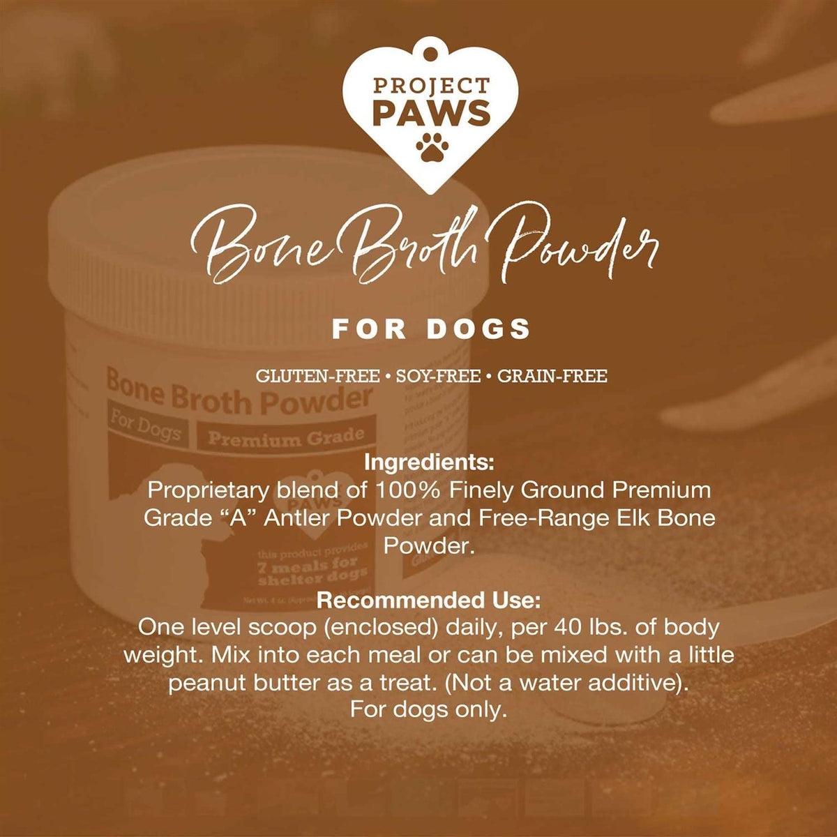Bone Broth for Dogs with Elk Antler and Bone Collagen Food Topper S353370