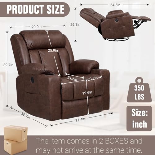 Brown Massage Rocking Recliner Chair with Heat and USB K689620