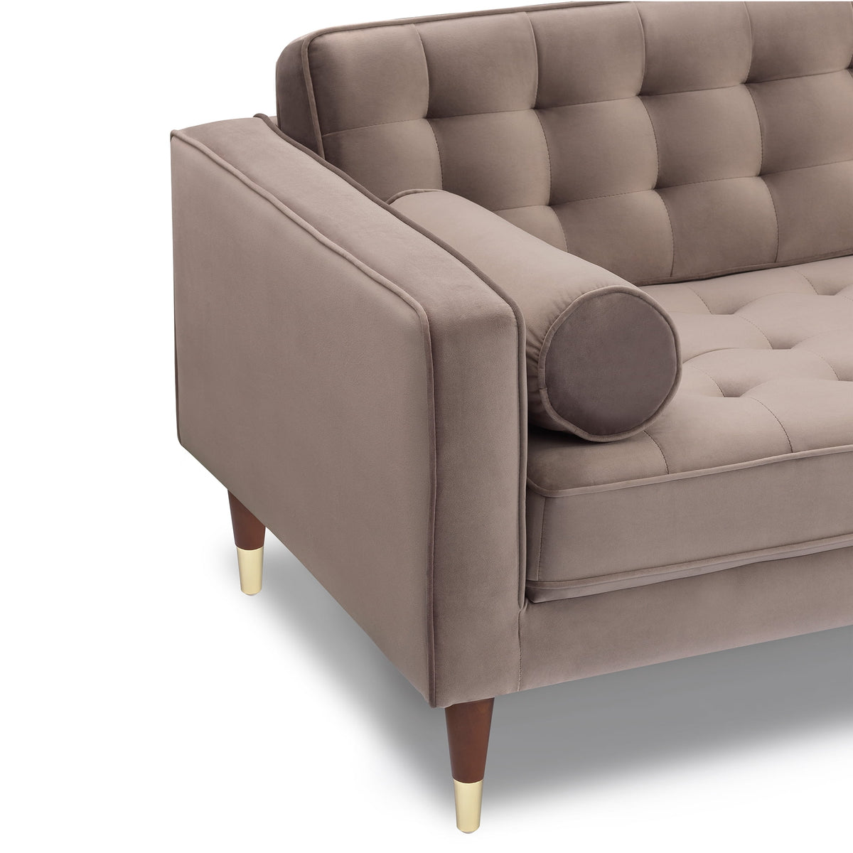 Taupe Velvet Mid Century Right Sectional Sofa K9299