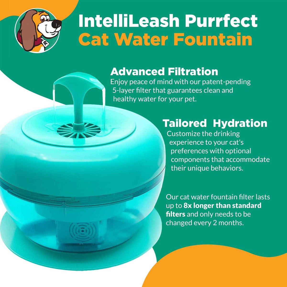Water Fountain for Cats and Small Dogs with 5-Layer Filter N96608
