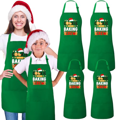 4 Pack Green Christmas Aprons with Pockets W220