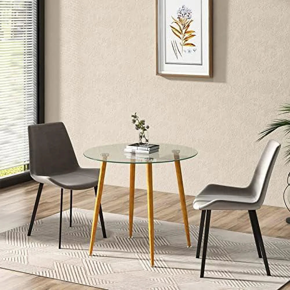 White Round Dining Table with Beech Wood Legs G26679