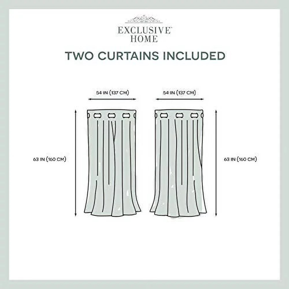 Black Faux Silk Grommet Top Curtain Panel Pair, 54"x63" C79682