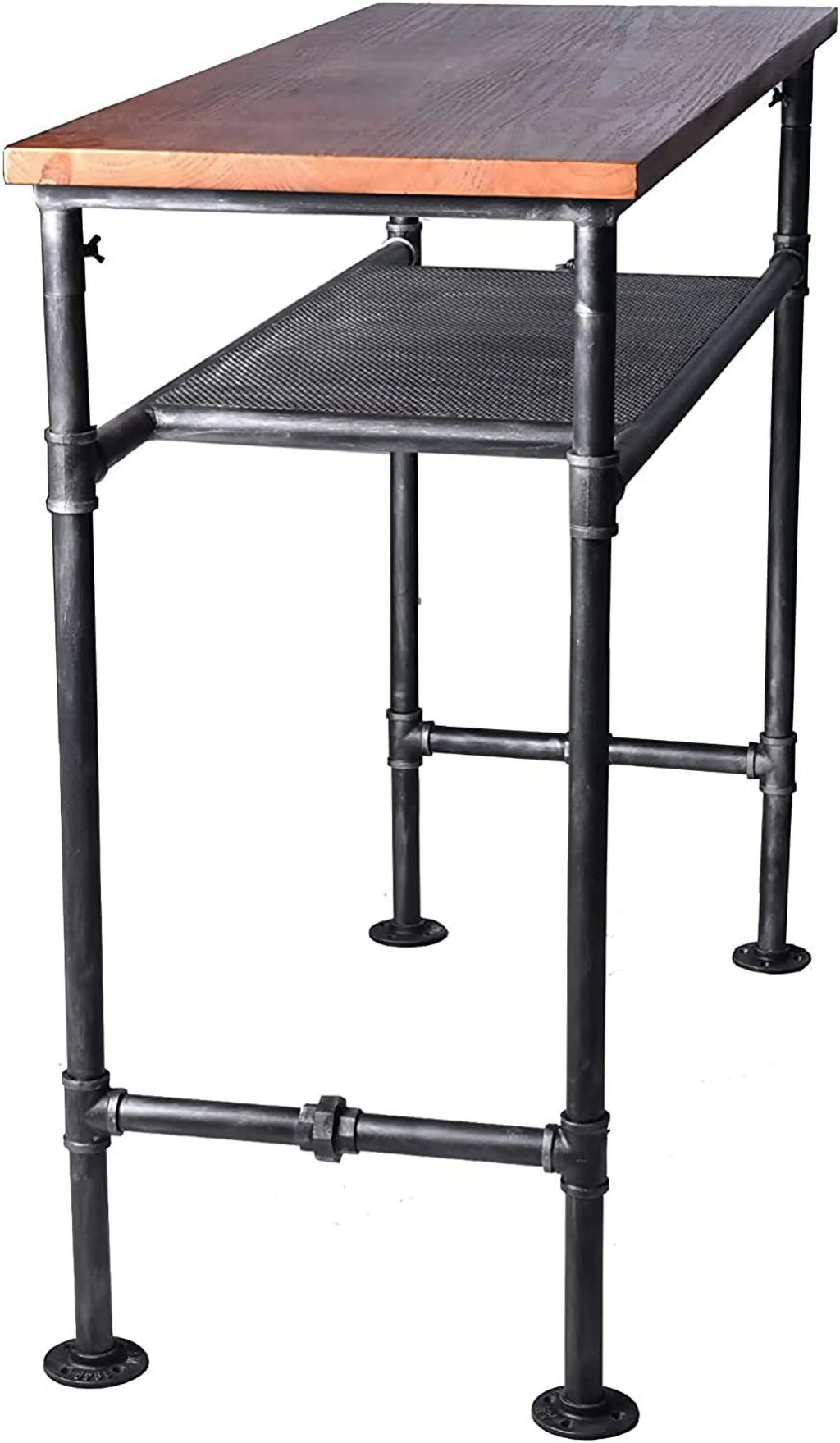 47" High Top Rectangular Metal Pub Table Rustic Brown D60084