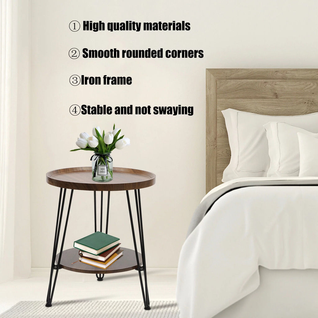 Round End Table with Storage Shelf L56357