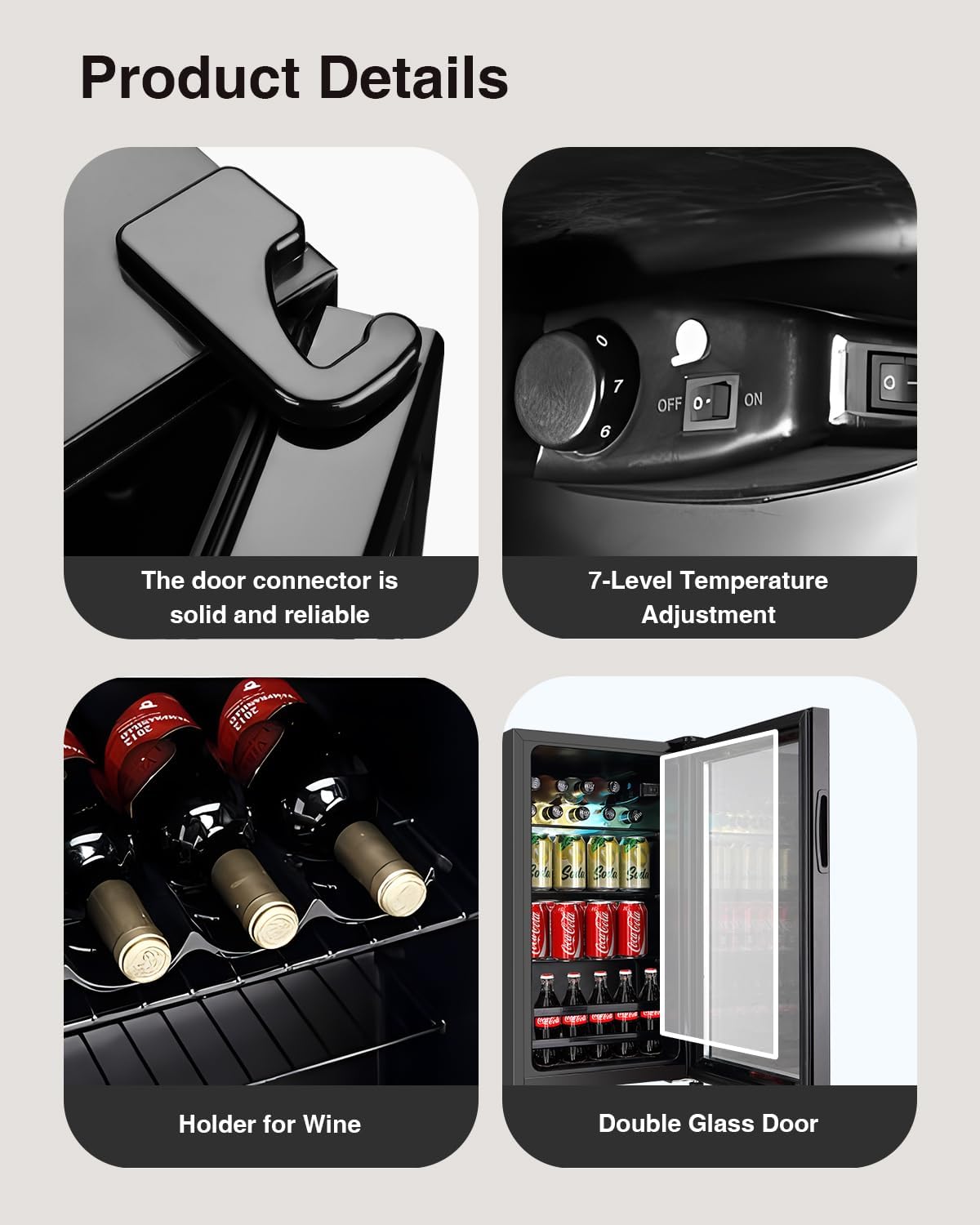 120 Can Freestanding Beverage Cooler with Glass Door G34841