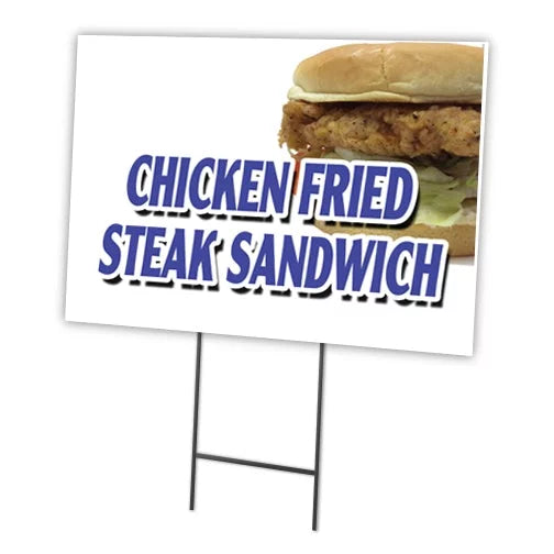 Chicken Fried Steak Sandwich Yard Sign & Stake I709