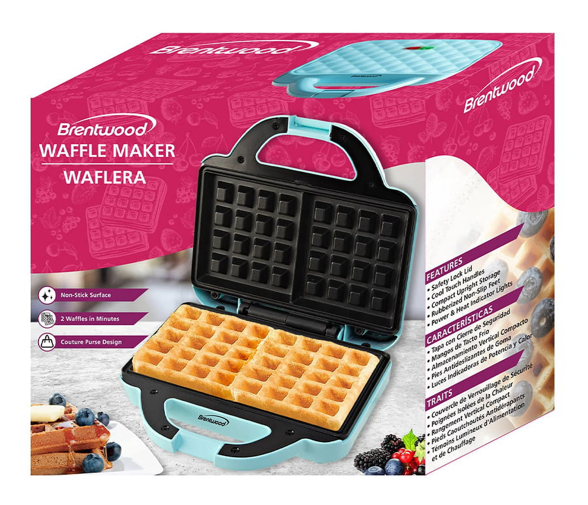 Blue Non-Stick Dual Waffle Maker D8542